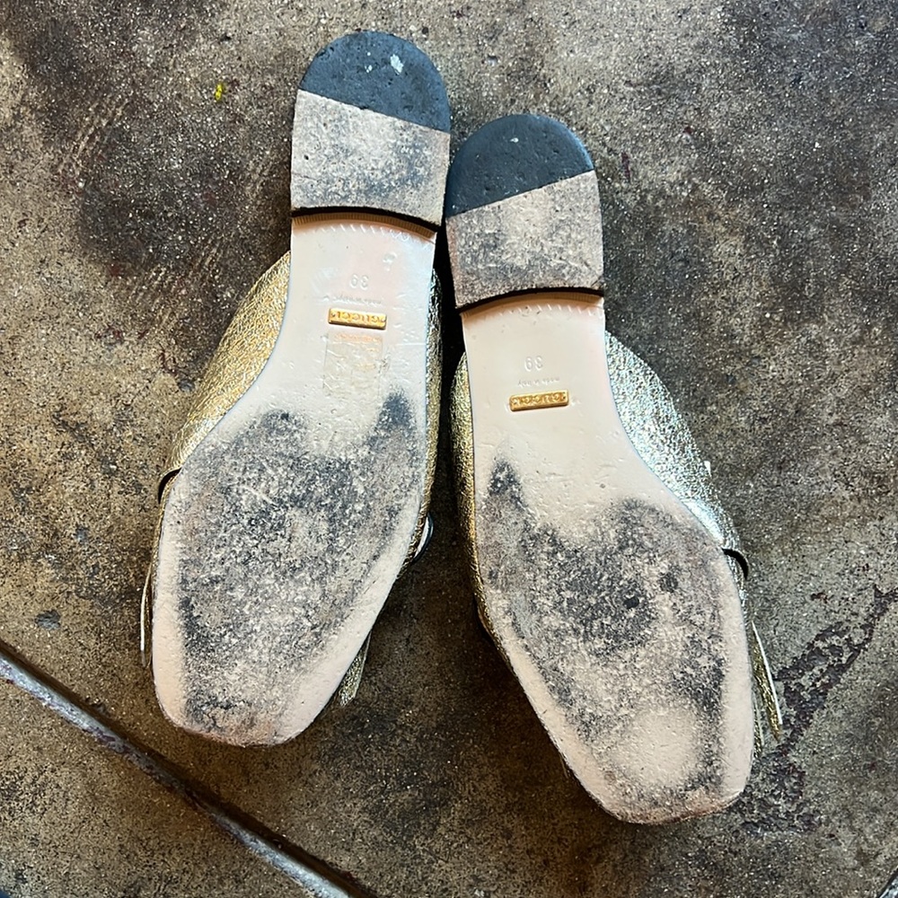 Gucci golden metallic Fringe slide on loafer mules - Picture 5 of 11